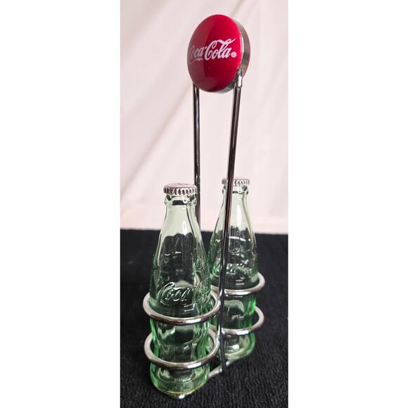 Coca Cola Salt Pepper Shaker Set Coke Bottles/Caddy Stoppers Still Sealed New - Picture 1 of 5